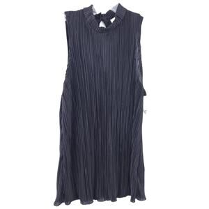 NEW Ultra Flirt Sleeveless Blouse Crinkle Medium Black High Neck Top Blouse